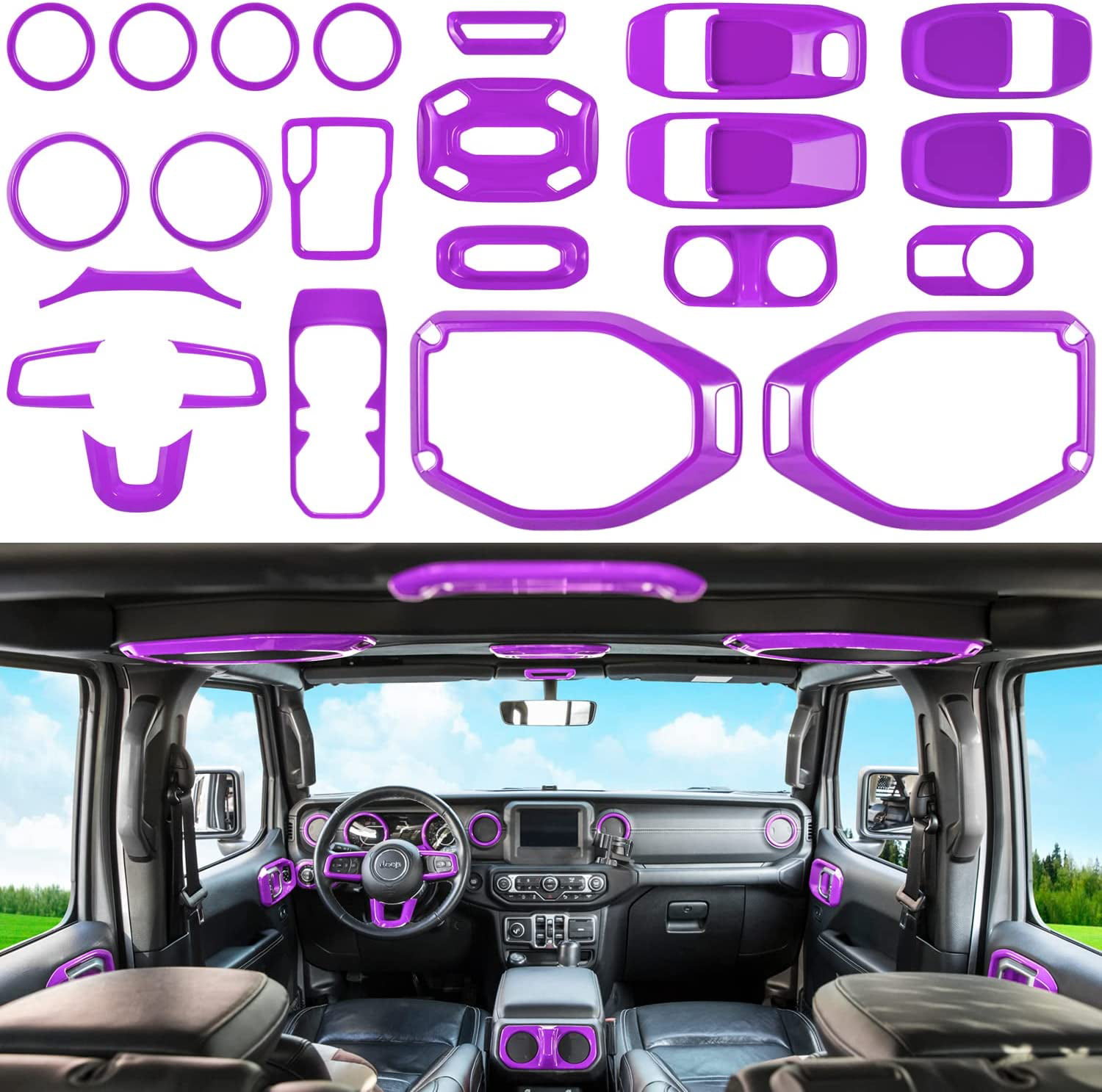 Car Top Speaker Audio Panel Decor Cover Trim Wrangler Trim Kit Interior Accessories for 2018 2019 2020 Jeep Wrangler JL JLU Red 2PCS 