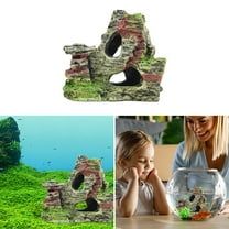 YOHAVEN Aquarium Decorations Rockery Landscape Resin Mountain Cave Ornament Fish Tank Decor with Hiding Cave for Lizard Reptile Turtle Frog