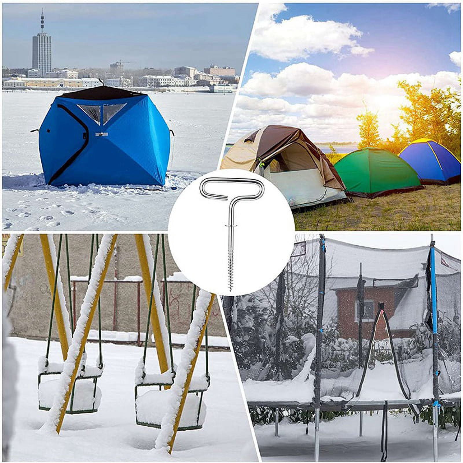 8X Ice Fishing Shelter Anchor Ice Shanty Anchor Outdoor Camping Tent Threaded Tent Peg Winter Steel Ice Tent Accessories