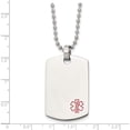 thumbnail image 5 of Stainless Steel Polished With Red Enamel Medical Id 24In Necklace (24 X 25) Made In China srn899-24, 5 of 5