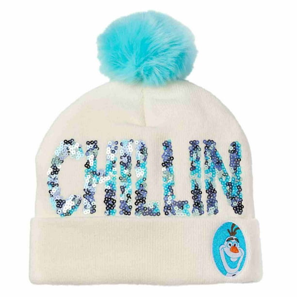 Disney Disney Frozen Olaf Womens Ivory CHILLIN Print Knit Beanie
