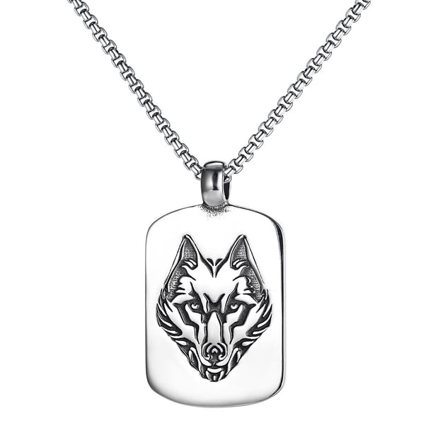 GOOHOCHY Collar de lobo, collar de animal, cadena de suéter, collar para hombre, joyería punk, regalo