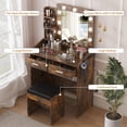 thumbnail image 2 of Coiffeuse avec Miroir Éclairé et Barre d'Alimentation avec 2 Tiroirs, Ensemble de Coiffeuse Blanc avec Grand Rangement, 3 Modes d'Éclairage, 31,5 Po, Brun Rustique, 2 of 7