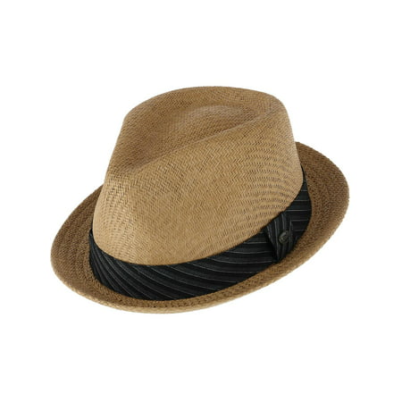 Epoch Hats Company  Small Brim Fedora with Striped Fabric Brand (Best Small Cap Companies)