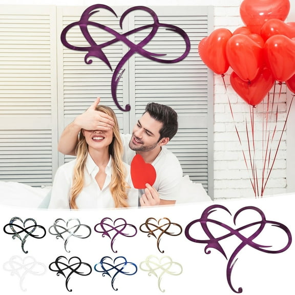 7Pcs Large Metal Wall Art under $5! Kadlawus Handcrafted Iron Infinity Heart Wall Hanging, Decorative Metal Wall Art for Home Office, Romantic Gift Idea for Her