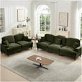 thumbnail image 4 of JERFIT 3-Piece Modular Sofa Set with Flared Arms, Removable Skirt & Spindle Legs, Plush Chenille Fabric, Green Living Room Couch & Loveseat, 4 of 10