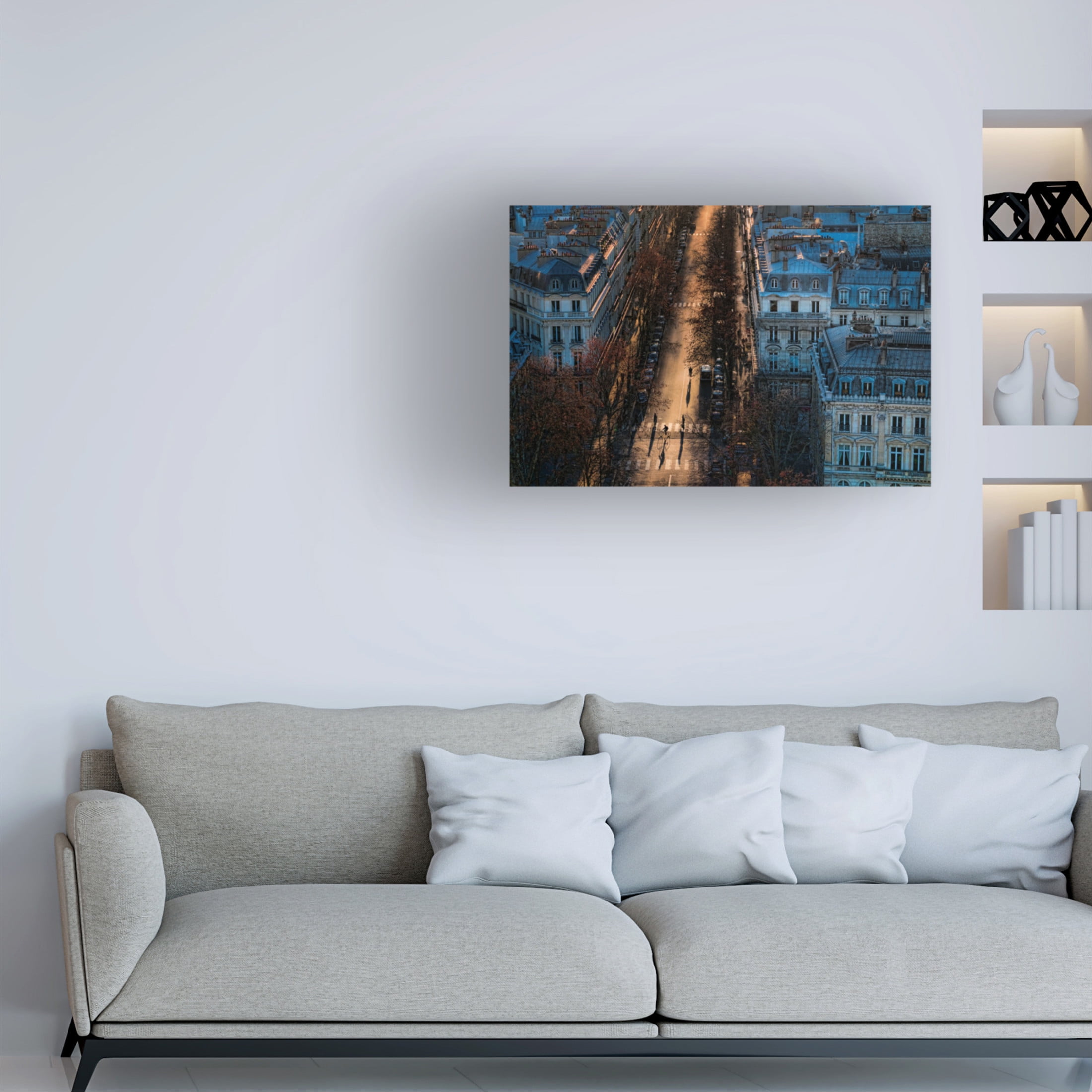 Canvas Wall Art - Gerald Bloch '2 Cyclists + 2 Pedestrians' Wall Art for Living Room, Bedroom, or Office D?cor by Trademark Fine Art - 47 x 30 Inches