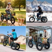 MOONCOOL All-Terrain Folding Electric Tricycle for Adults, 1100w Motor 48V 14.5Ah Battery,7-Speed 20 x 4.0 Fat Tire 3 Wheel Electric Bike , 25-60 miles