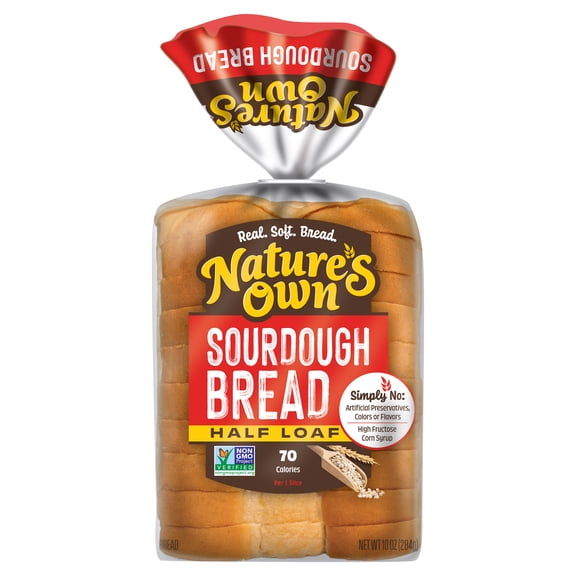 Nature's Own Sourdough, Half Loaf Size, Non-GMO Sliced Sourdough Sandwich Bread, 10 oz Loaf