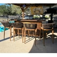 thumbnail image 5 of PURPLE LEAF Outdoor Bar Stool Set of 2, Wood-Grain Aluminum Rattan Wicker Bar Chairs with Backrest and Cushion, All-Weather for Kitchen, Patio, Pool, 5 of 10