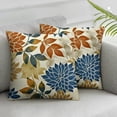 thumbnail image 3 of Blue Orange Yellow Pillow Covers Fall Colored Modern Dahlia Floral Print Decorative Rectangle Throw Pillow Covers Outdoor Farmhouse Cushion Case for Couch Sofa Bed Decor, 3 of 7
