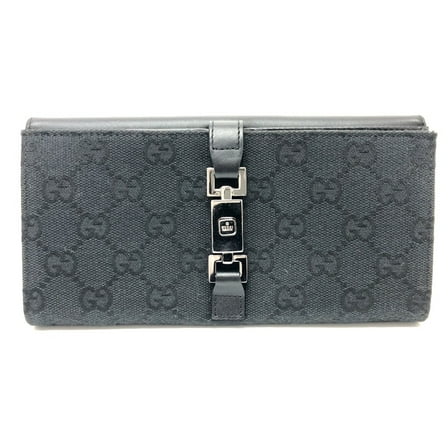 Pre-Owned Gucci 035.2184 GG Long Wallet Folded wallet Black SilverHardware (Good)