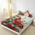 thumbnail image 4 of Manfei Cardinal Bird Full Size Sheets,Merry Christmas Bed Sheets,Red Berry Sheet Sets For Girl Teens,Breathable Home Decor,4-Piece, 4 of 7