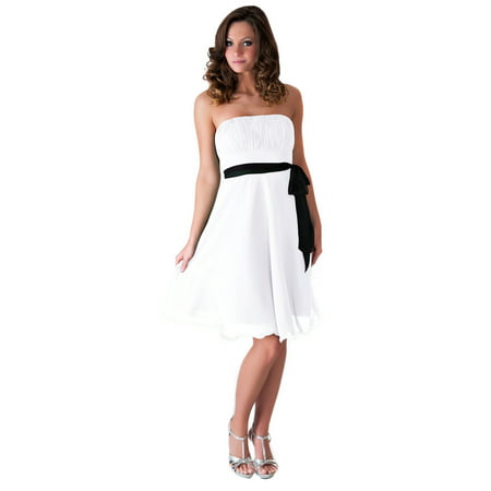Faship Pleated Bust Short Formal Dress (Best Dress Style For Large Bust And Stomach)