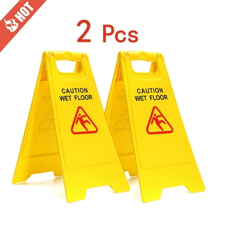 Safety Sign Caution Wet Floor Warning Hazard 2Pcs Cleaning Trolleys Slippery Both Sides Home Office Shopping Center Public Toilet Jeteven US