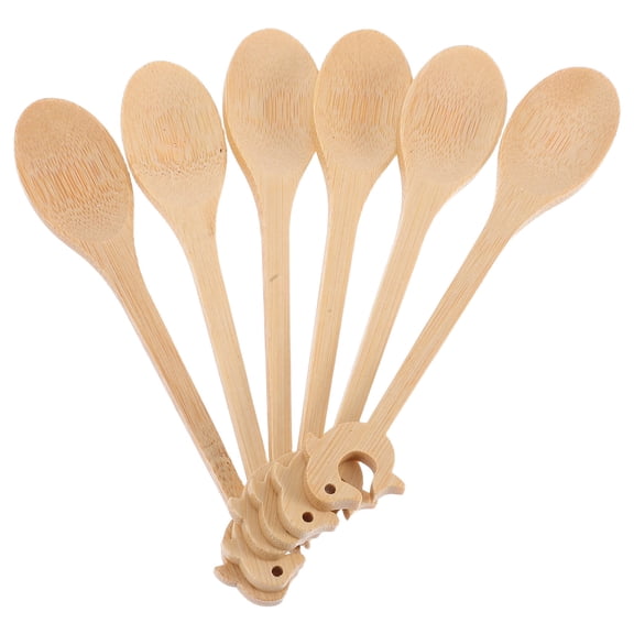 Hemobllo Set of 6 Natural Wooden Soup Spoons, Kitchen Utensils for Home Dining, Stirring, and Everyday Cooking Use