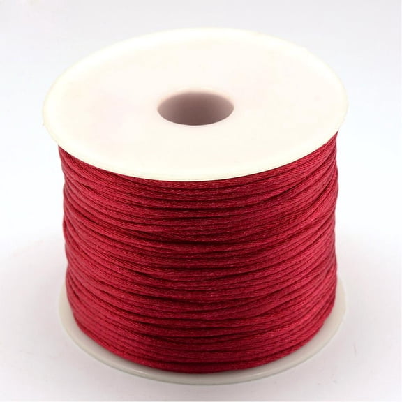 Nylon Thread Rattail Satin Cord Dark Red 1.0mm about 76.55 yards(70m)/roll