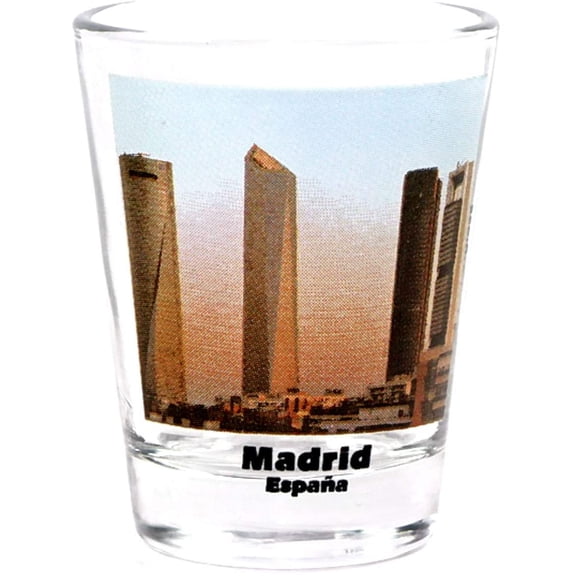 Madrid Spain City Skyscrapers Color Photo Shot Glass
