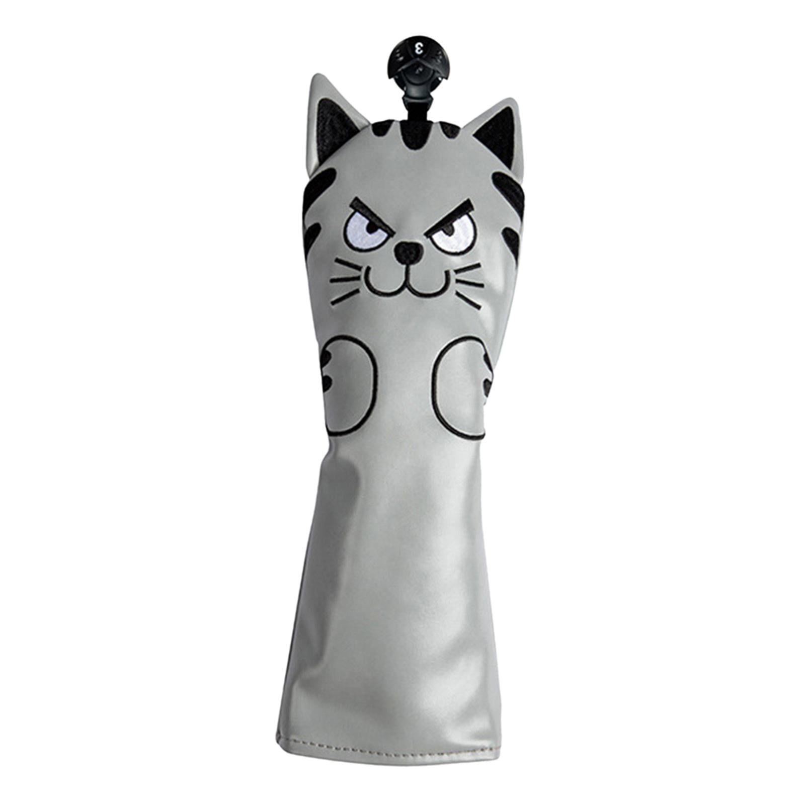 harayaa Golf Club Head Covers Mallet Putter Cat Pattern Accessories Putter Cue Headcover UT Wood Grey