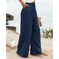thumbnail image 6 of Mohiass Wide Leg Dress Pants for Women Business Casual Elastic Waist Comfy Work Pants Baggy Lounge Pants Trousers with Pocket Navy M, 6 of 7