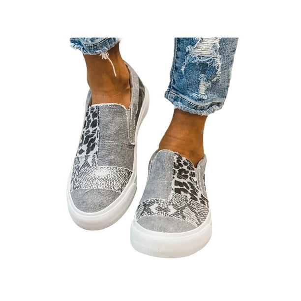 leopard canvas slip on shoes