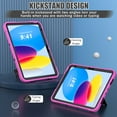 thumbnail image 4 of SaniMore for iPad 10th Generation 10.9" 2022 3 Layers Multi-Functional Case, Soft Silicone & Hard Plastic Case with Multi-Angle Kickstand Heavy Duty Full Body Protective Case, Rose/black, 4 of 8