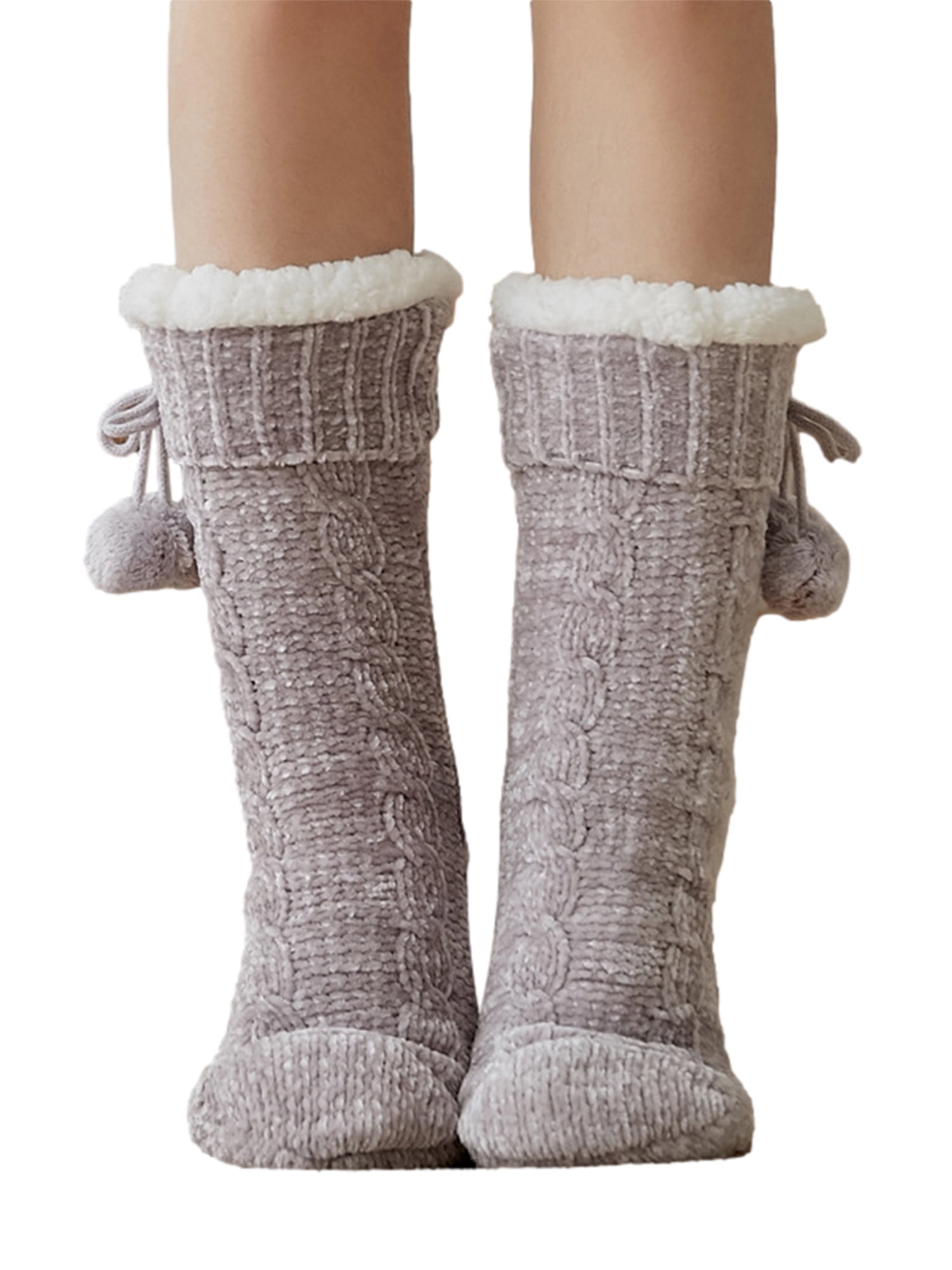 Follkee Women's Socks Merino Wool Thick and Cozy Ivory White Great Gif
