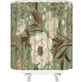 thumbnail image 3 of Boho Floral Shower Curtain Sage Green Blush Flower Leaves Botanical Plant Nature Blossom Modern Bohemia Extra Long Bathroom Home Curtain with Hooks,70" Wx84 H, 3 of 6