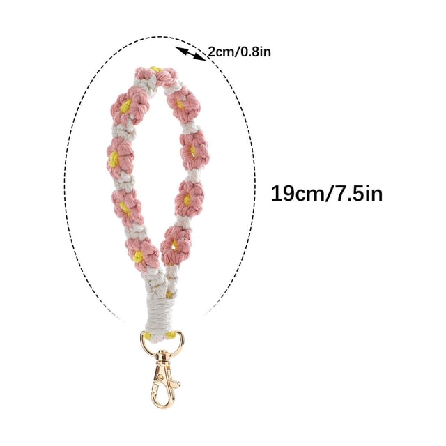 Bohemian Hand-Woven Flower Keychain Clashing Color Keychain Bracelet Pendant Phone Chain