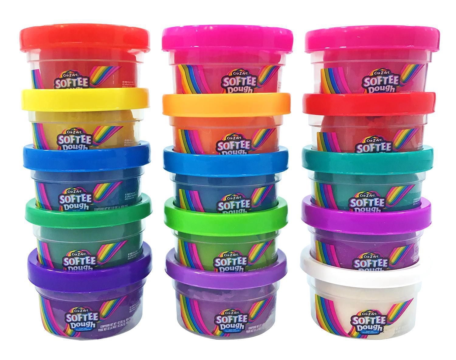 Cra-Z-Art Softee Dough 15 Piece Super Party Pack, Rainbow Coloured Moulding Dough Kit for Kids