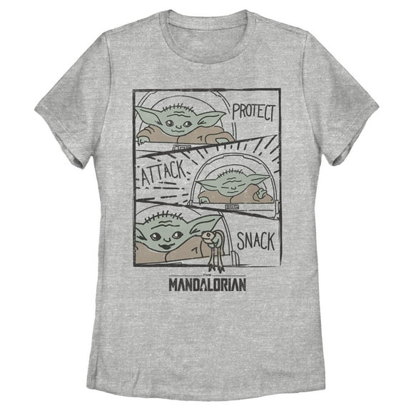 Women's Star Wars: The Mandalorian The Child Comic Strip  Graphic Tee Athletic Heather X Large