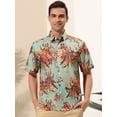 thumbnail image 2 of Lars Amadeus Camisa floral de verano para hombre, manga corta, camisas hawaianas de playa Verde marrón XXL Unique Bargains Camisas, 2 of 6