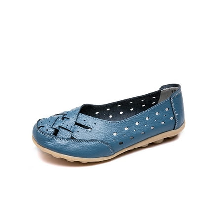 

Wazshop Lady Flats Slip On Moccasins Round Toe Loafers Lightweight Flat Womens Low Top Casual Blue 7