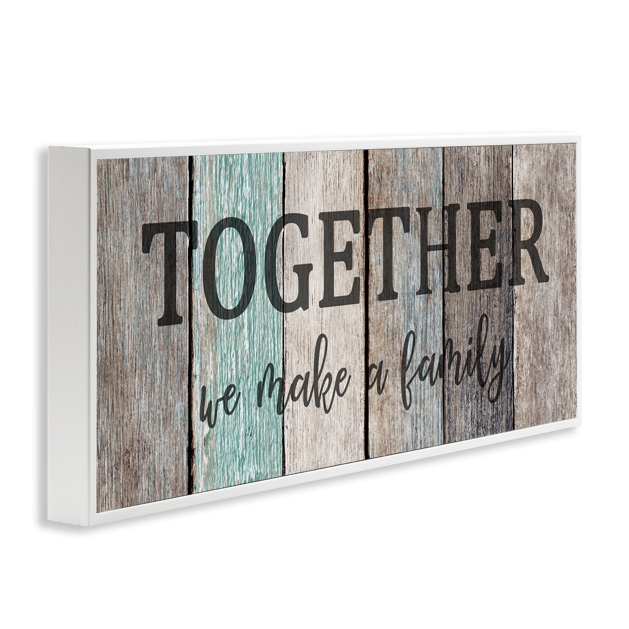 Stupell Industries Together We Make a Family Quote Inspirational Painting White Framed Art Print Wall Art, 24 x 10