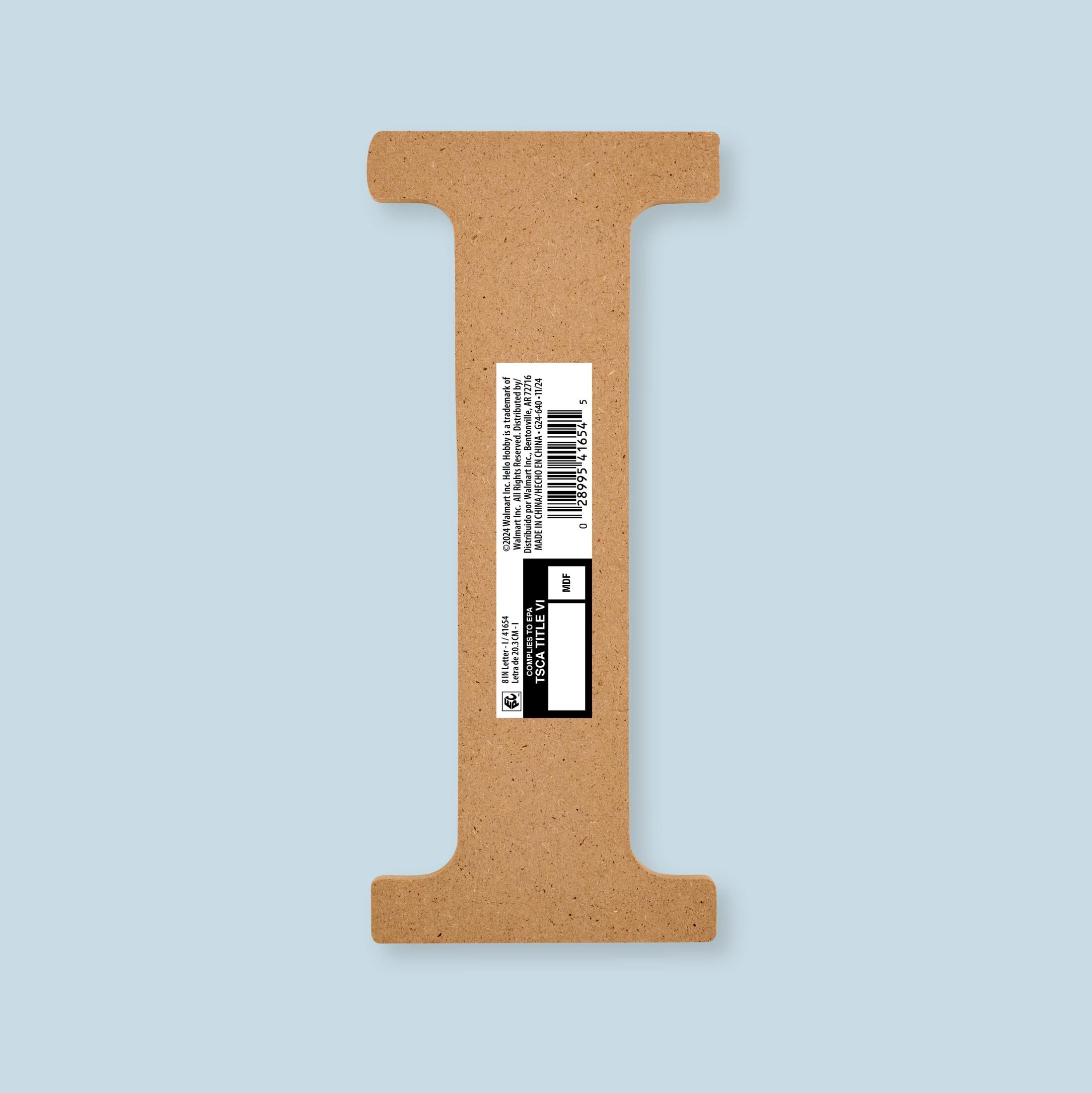 Plaid Unfinished Wood MDF 8" Letter for DIY Arts and Crafts, I