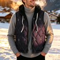 thumbnail image 2 of Jackets for Men, Men's Solid Hooded Full Zip Quilted Puffer Vest, Drawstring Hood Warm Sleeveless Jacket for Outdoor Walking, 2 of 7