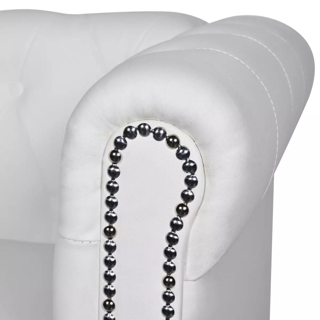 Kepooman Modern Artificial Leather Upholstered Loveseat Sofa for Living Room, White Kepooman Modern Artificial Leather Upholstered Loveseat Sofa for Living Room, White