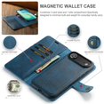 thumbnail image 6 of DG.MING for iPhone Air, 2-in-1 Crazy Horse Texture Phone Case with Removable Inner Back Cover, Strong Magnetic Attachment/Closure, Card Slots/Pocket, PU Leather Protective Solid Flip Wallet Case,Blue, 6 of 10