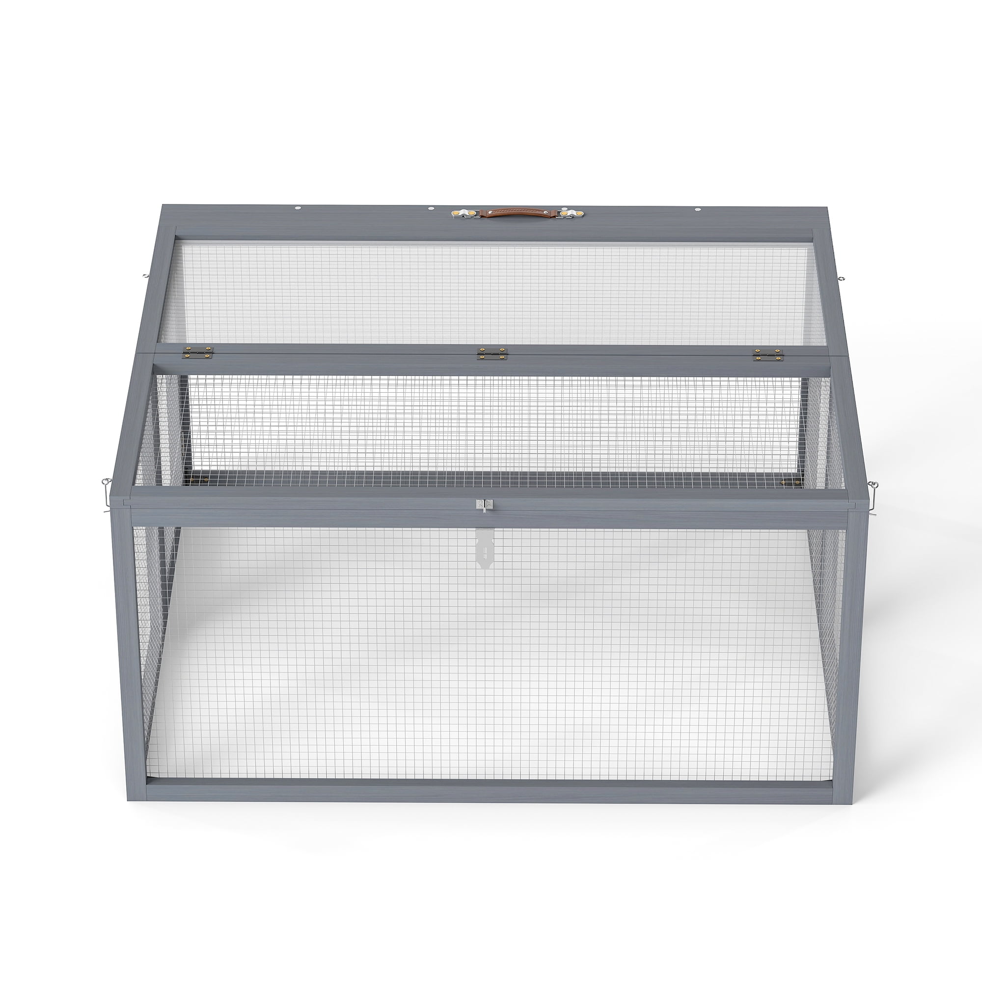 Izzovium Portable Rabbit Hutch with Security Locks, 21.3H Foldable Bunny House, Gray