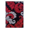 thumbnail image 1 of Linon Corfu Damask Frieze Yarn Pile  1'10"x2'10" Accent Rug in Black & Red, 1 of 3