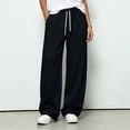thumbnail image 2 of Yyeselk Womens Wide Leg Sweatpants Fall Baggy Drawstring Elastic High Waisted Joggers Lounge Pants with Pockets Black L, 2 of 5