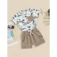 thumbnail image 3 of Suealasg Kids Baby Boys Summer Clothes 3M 6M 12M 18M 24M 3T Short Sleeve Tree Print T-Shirt Top Shorts Set 2Pcs Toddler Boys Casual Beach Style Outfits, 3 of 9