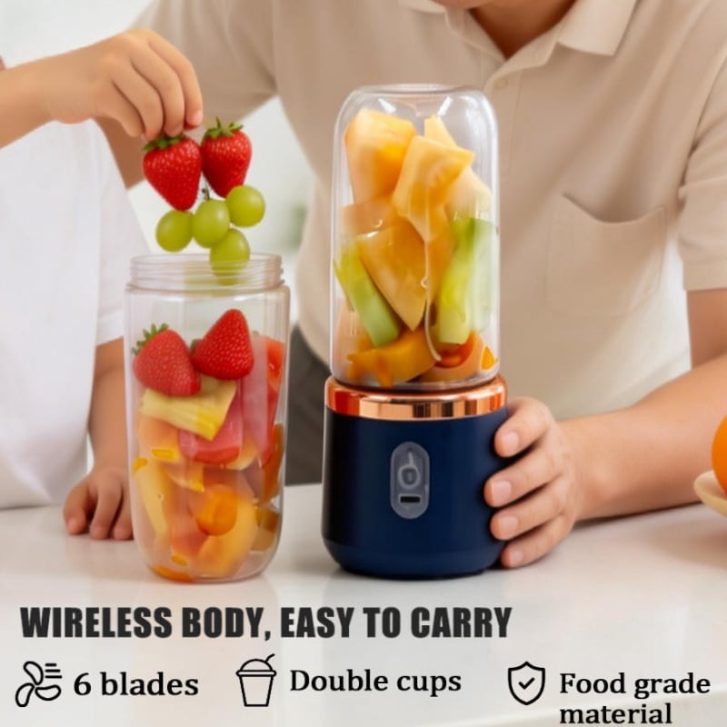 400ML Portable Electric Juicer 2 Cup Home Mini Multifunctional Wireless Blender USB Rechargeable Small Juice Cup Mixer Machine