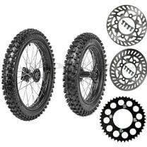 70/100-17   90/100-14 Wheel Tire Rim and Inner tube Combo with 15mm Bearing Assembly & 428 43T Sprocket Brake Disc for 110cc 125cc 150cc Dirt Pit Bike Apollo DB27 RFZ 125cc TaoTao SSR 140cc