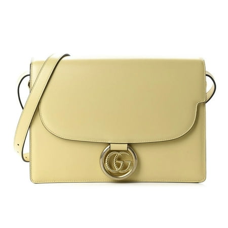 New Gucci GG Ring Cream Calfskin Leather Medium Shoulder Bag 589471