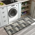 thumbnail image 3 of Brown Checkered Geometric and Floral Pattern Kitchen Rug Mat,Kitchen Runner Rugs Non Skid Washable,Decorative Kitchen Floor Mats for Kitchen,Sink,Laundry,17"x47.2", 3 of 7