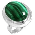 thumbnail image 1 of 925 Silver Ring For Women - Teens Green Genuine Malachite Stone Silver Ring Size 7.5 May Birthstone Simple Silver Ring Size 7.5 Gift For Wife On Thanksgiving 925 Silver Jewelry With Gemstone, 1 of 6