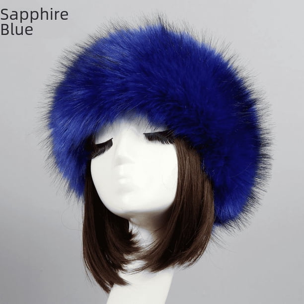 Gorro grueso de piel sintética para invierno, gorro vacío para mujer, gorro cálido, gorro con aro, gorro con zorro esponjoso sin gorro