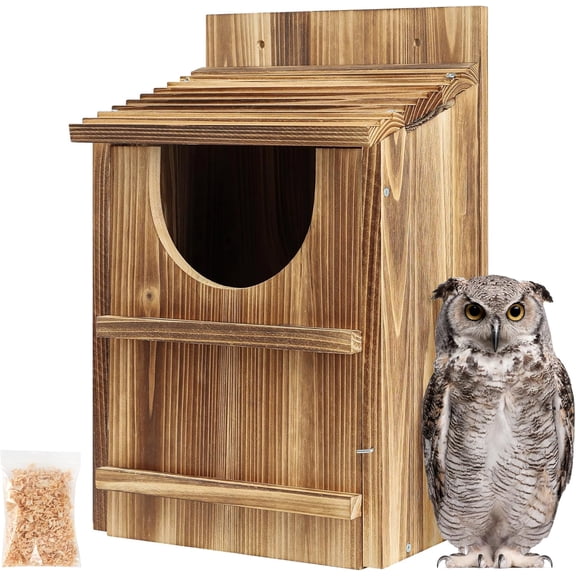 Durable Carbonized Cedar Owl House,Bird Box for Wildlife Lovers