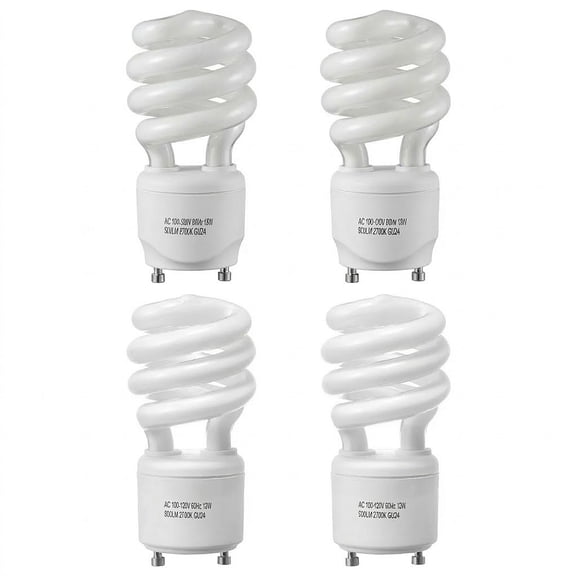 4-Pack 13W GU24 CFL Light Bulbs, 2700K Warm Light 900 Lumens, Twist & Lock Base for Bedroom, Living Room, Commercial Use